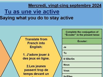 Tu as une vie active (NEW FRENCH AQA GCSE 2024)  CONTI