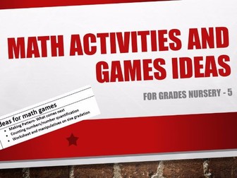 Math activities and games ideas
