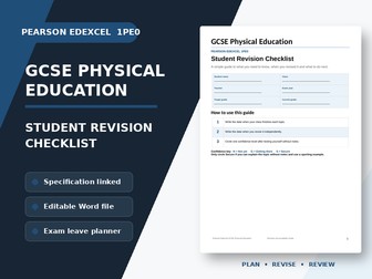 Pearson Edexcel GCSE Physical Education 1PE0 revision checklist