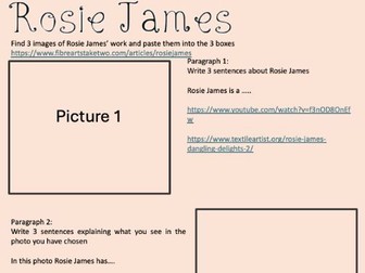 Art/Textiles - Rosie James - Artist Research Worksheet