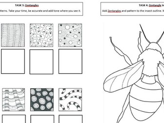 Art and Design - Cover Worksheets/Skills Recapping. Insects theme