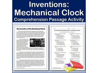 Inventions: The Mechanical Clock - Reading Comp Passage & Activity | Editable