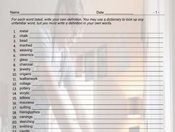 Art Forms Define The Vocabulary Worksheet