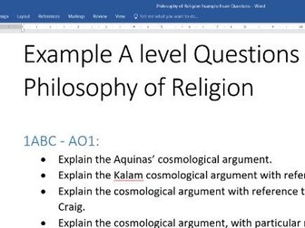 Philosophy of Religion practice questions