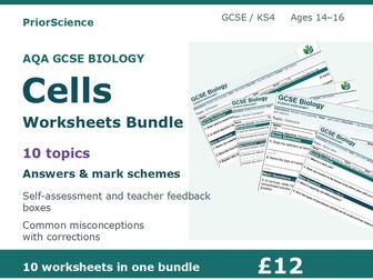 AQA GCSE Biology Cells Worksheets Bundle | 10 Topics, Answers & Mark Schemes