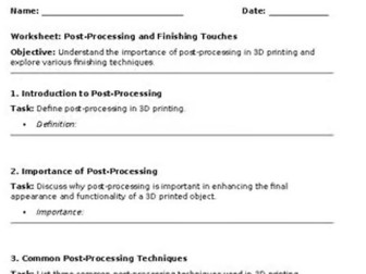 bonus worksheet - 11-14 year olds - post processing and finishing touches
