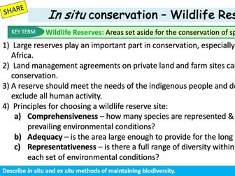 Conservation of Biodiversity OCR A Bio
