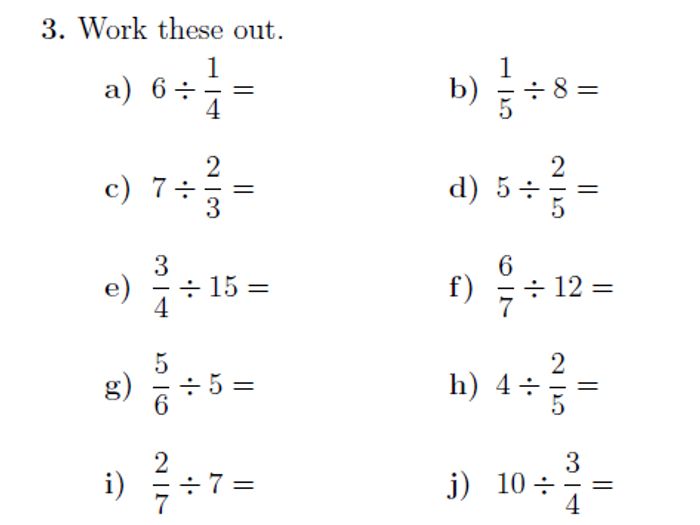 dividing fractions and whole numbers