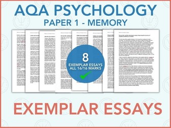 Memory Exemplar Essays - Paper 1 - AQA Psychology