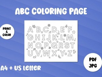 ABC Coloring Page for Kids Printable Eng