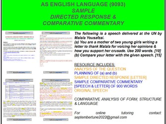 SAMPLE COMPARATIVE COMMENTARY OF SPEECH AND LETTER: CAIE AS ENGLISH LANGAGUE (9093)