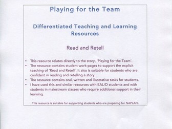 Playing for the Team : Read and Retell