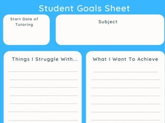 Private Tuition - Student Goals Sheet