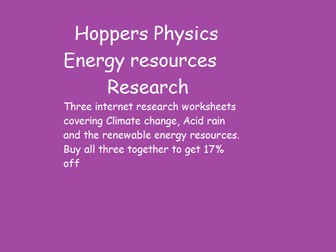 Energy resources internet research tasks