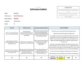 A Level Music Performance Feedback