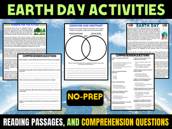 Earth Day Reading and Activities Puzzles Sub Plans