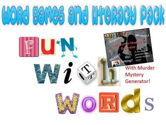 Word Games and Literacy Pack with a Murder Mystery Generator