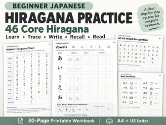 Beginner Japanese Hiragana Practice Workbook