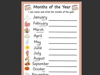 Months of the Year writing task