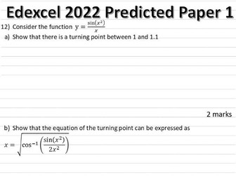 Edexcel A-Level Maths 2022 Paper 1 (Predicted)