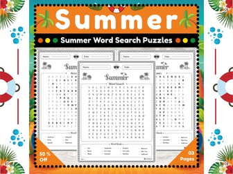 Summer Word Search Puzzles : End of Year Activity for Early Finishers