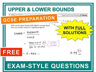 GCSE 9-1 Exam Question Practice (Upper + Lower Bounds)