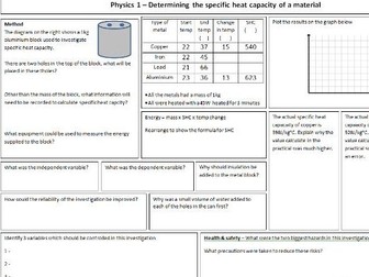 Required practical revision sheets for AQA GCSE Physics - Practicals 1-5