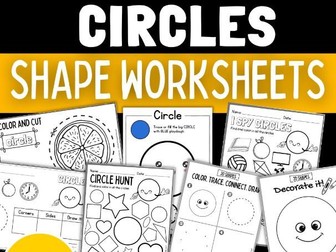 Kindergarten 2D Shapes Worksheet: CIRCLE - Shape Sort, Shape Hunt, Math Activity