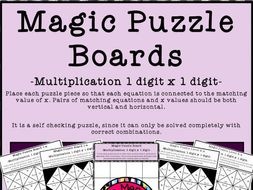 Magic Puzzle Boards - Multiplication Fact Practice 1-12