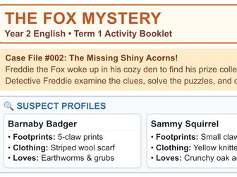Year 2 Fox Mystery: KS1 Grammar & Writing