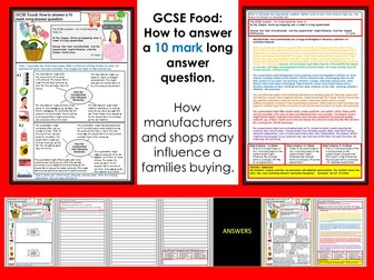 GCSE Food Mock Question - 10 Mark Long Answer Question -Influences from manufacturers & supermarkets