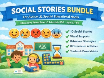 Social Stories Bundle for Autism (ASD) | Interactive PowerPoint & Printable PDF | Ages 5–14 |