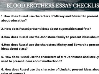 GCSE blood brothers - sample essay checklist