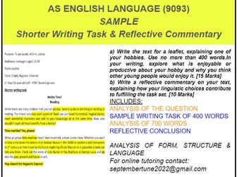 SAMPLE REFLECTIVE COMMENTARY OF LEAFLET: CAIE AS ENGLISH LANGUAGE (9093)