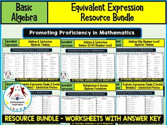 EQUIVALENT EXPRESSION Worksheets BUNDLE for GRADE 4–6