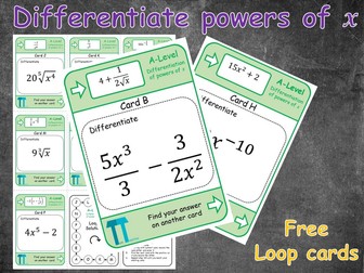 Differentiate powers of x (Loop cards)