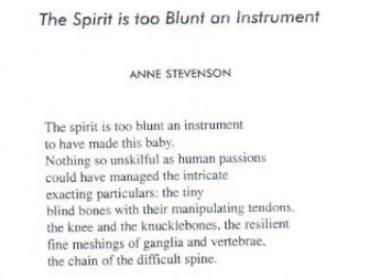 The Spirit is too blunt an instrument - Anne Stevenson - Cambridge Songs of Ourselves.