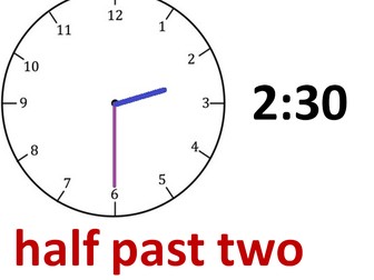 tell the time - clocks - hour and half