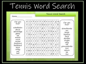 Wimbledon / Tennis Word Search