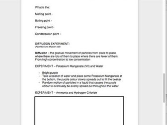 iGCSE edexcel chemistry UNIT 1A revision/worksheet