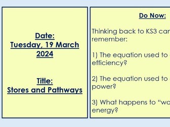 Stores and Pathways - Complete Lesson