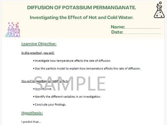 Diffusion of Potassium Permanganate Practical Worksheet & Markscheme (KS3 Science)