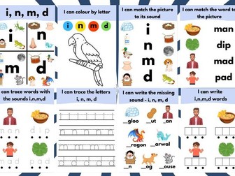 I,N,M,D recap phonics booklet