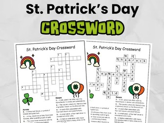St. Patrick's Day Crossword | NO PREP St. Patrick's Day Activity for Elementary