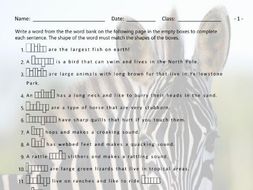 Animals Sentence Shapes Worksheet
