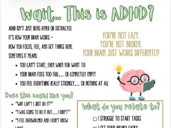 “Wait… This is ADHD?” – Student Reflection & Awareness Worksheet