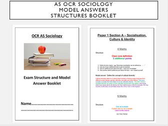 OCR AS Sociology Exam Structure and Model Answer Booklet