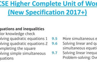 GCSE Higher (Unit 9): Equations and Inequalities