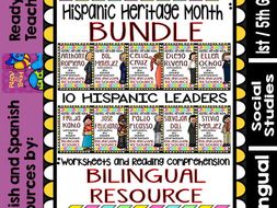 Hispanic Heritage Month - Bundle - Worksheets and Readings (Bilingual)