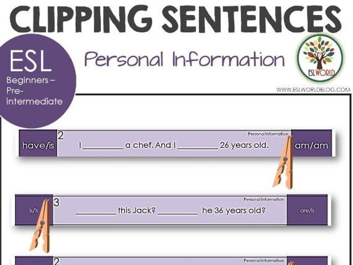 sentence clip cards personal information by seaofknowledge personal information cards